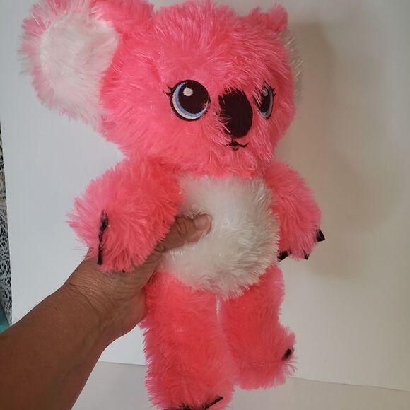 Super Soft Goffa Neon Pink Koala Bear Plush 12" Stuffed Animal Blue Eyes - Picture 6 of 6